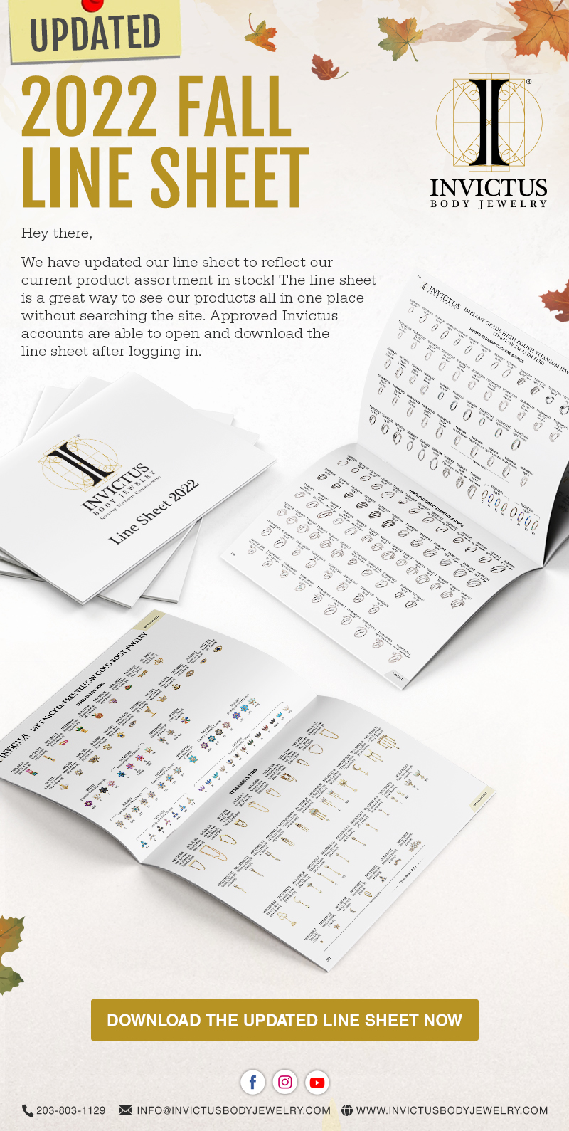 The 2022 Fall Invictus Line Sheet is now available to download.