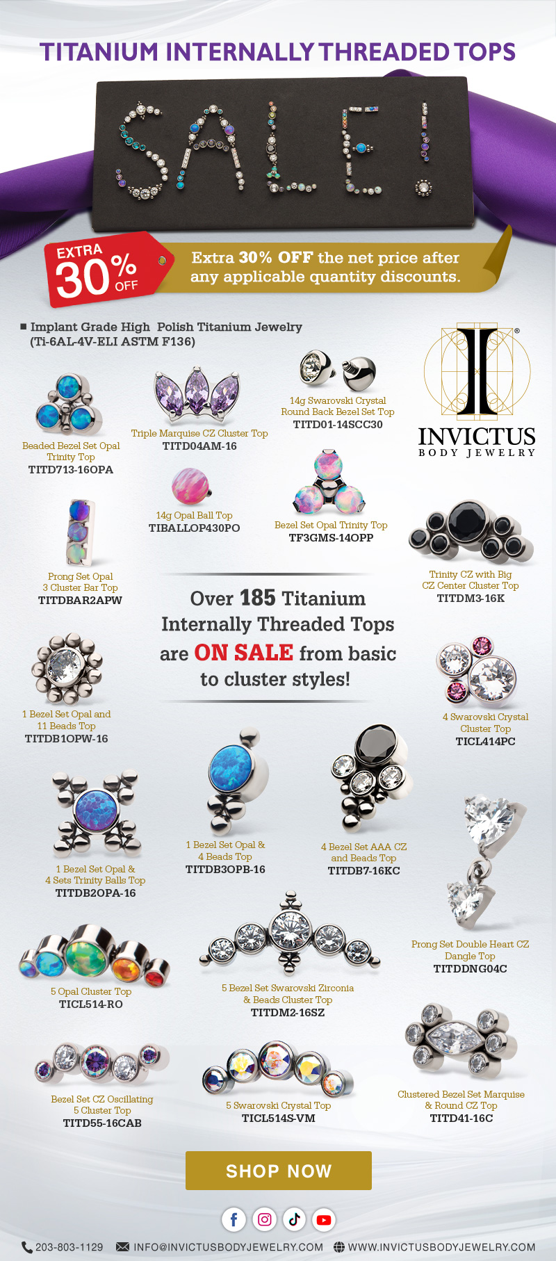 Titanium Tops Sale: Extra 30% off | Limited Time Only.