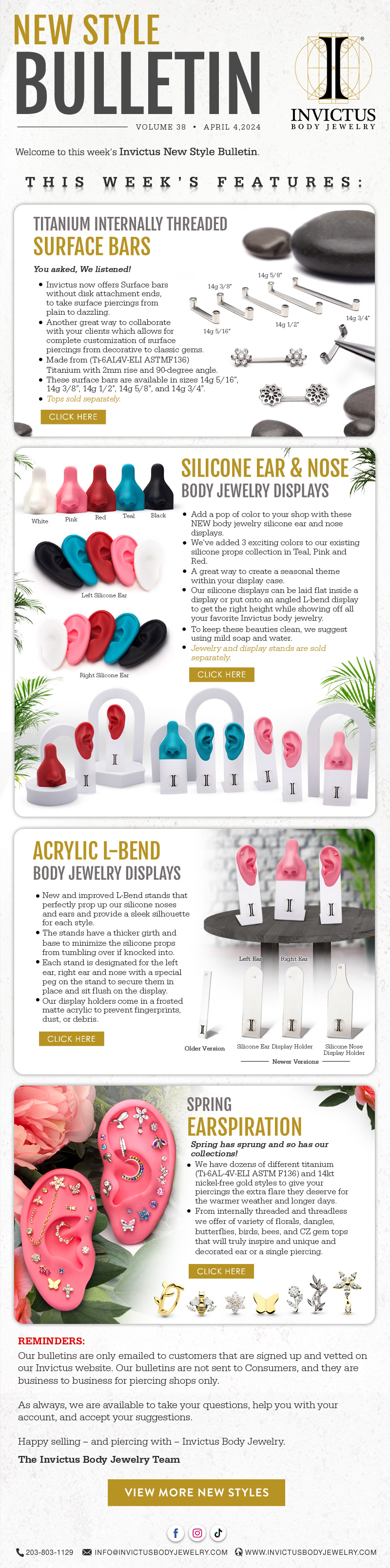 New Style Bulletin: Surface Bars, Body Jewelry Displays and more!