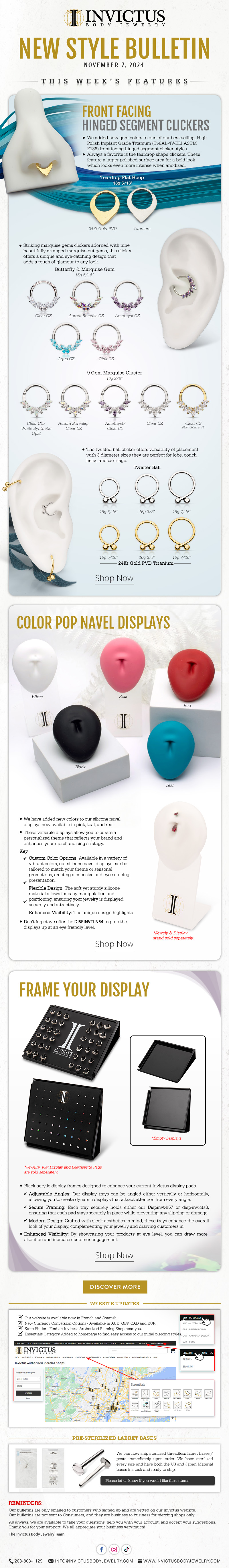 New Hinged Segment Clickers, Silicone & Acrylic Displays