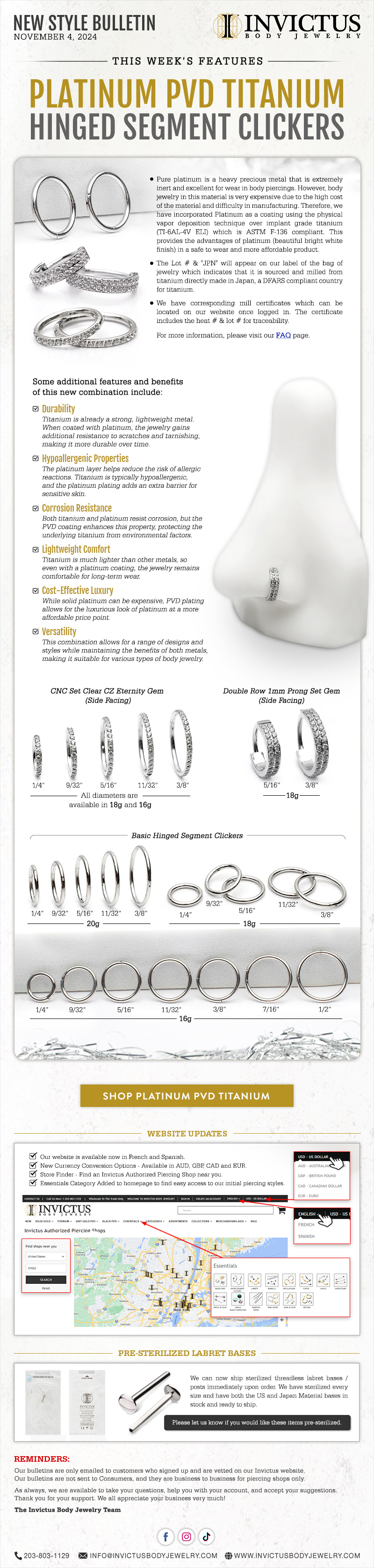 Introducing… Platinum PVD Titanium Hinged Segment Clickers
