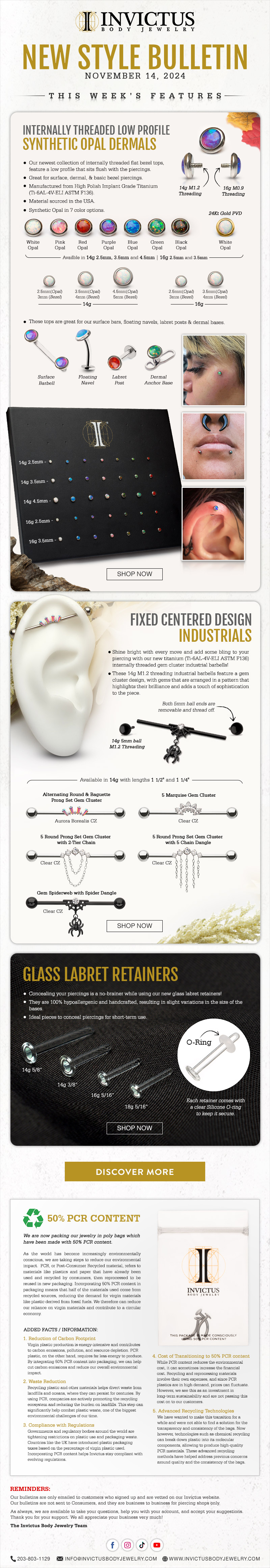 New in Stock: Opal Dermals, Design Industrials & Glass Retainers