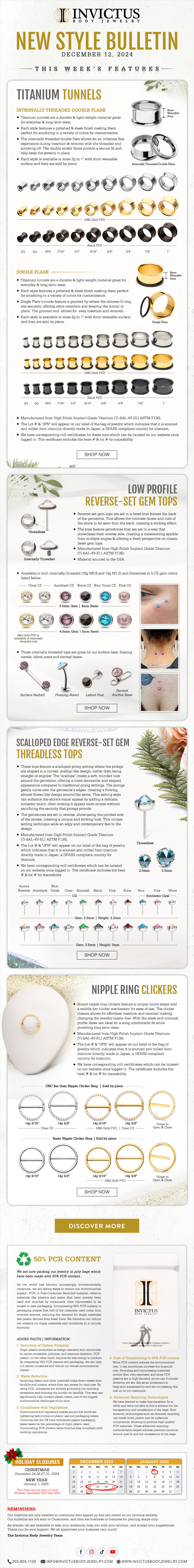 Introducing: Tunnels / Reverse-Sem Gem Tops / Nipple Rings