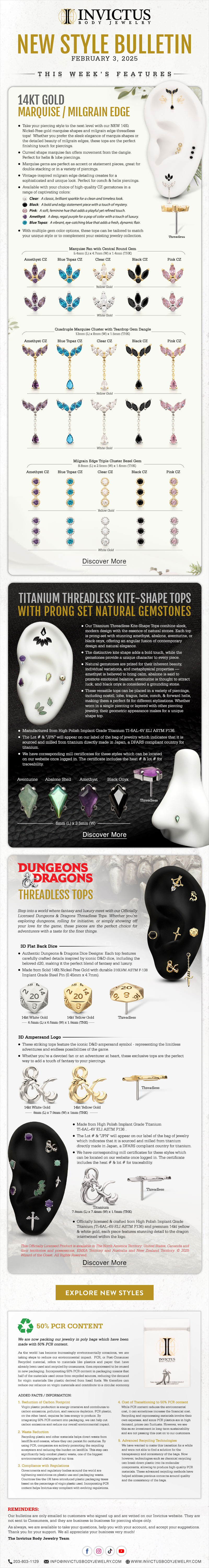 NEW: Marquise / Milgrain Edge / Kite Shape / D& D Tops!