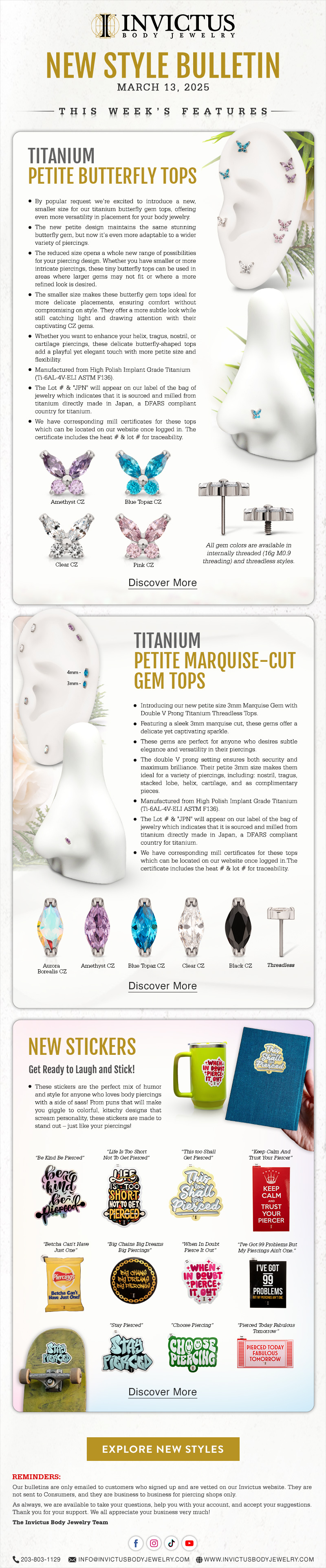 Fresh In: Petite Butterfly / Marquise Gem Tops / Stickers